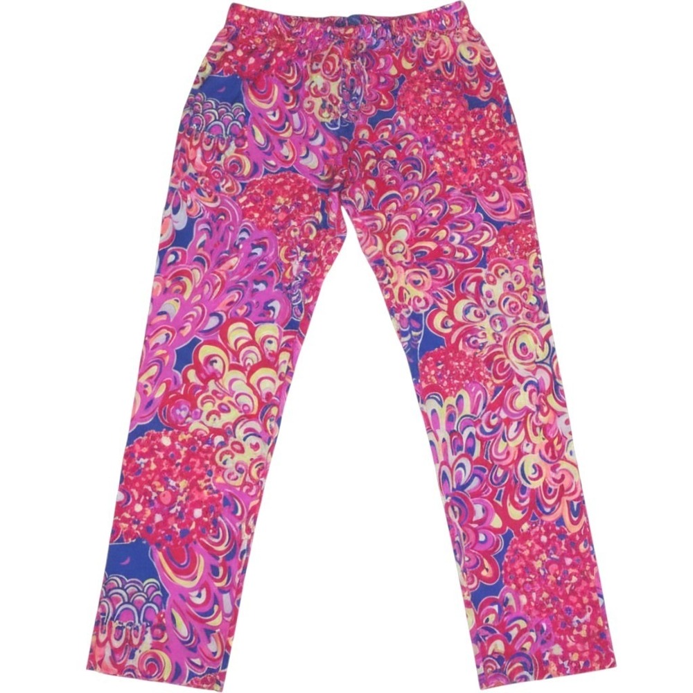 Lilly Pulitzer Weekender Leggings Women's Med Pink Floral Paisley Excellent NEW